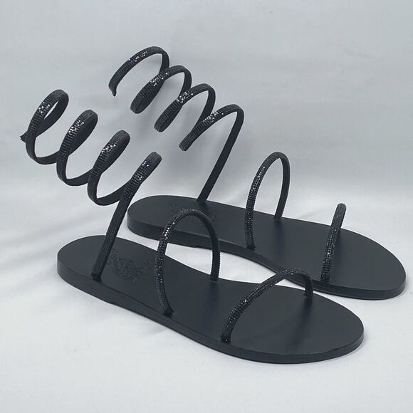 ANCIENT GREEK SANDALS Ofis Low Crystal-Embellished Wraparound Sandals size 39 - Picture 1 of 15